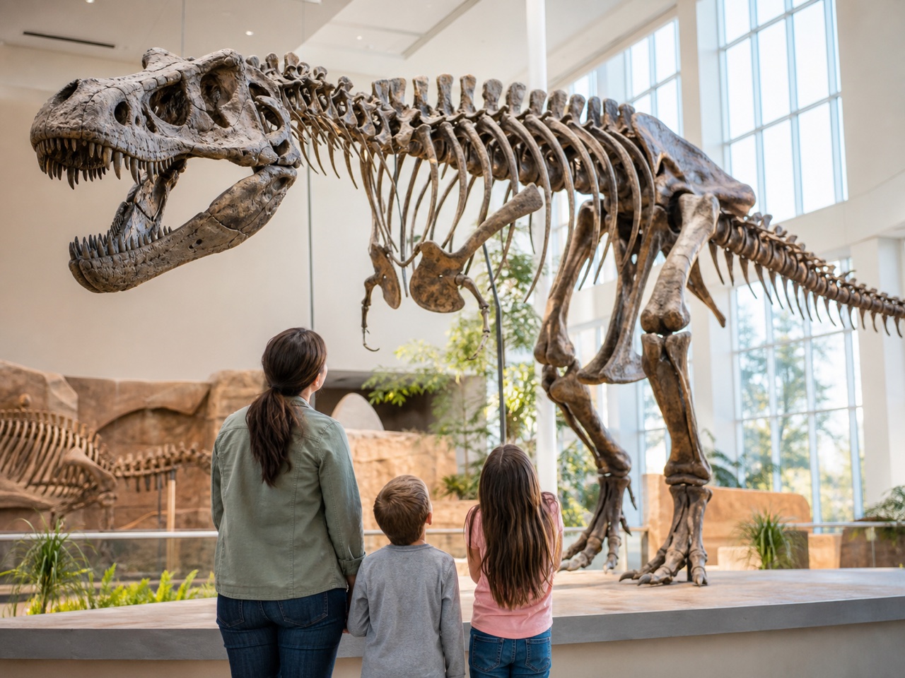 Children exploring a bright hands-on museum gallery