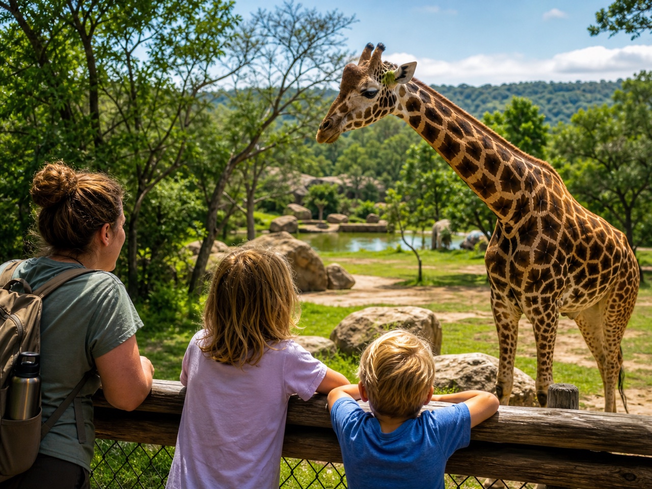 Children watching animals at a family-friendly zoo