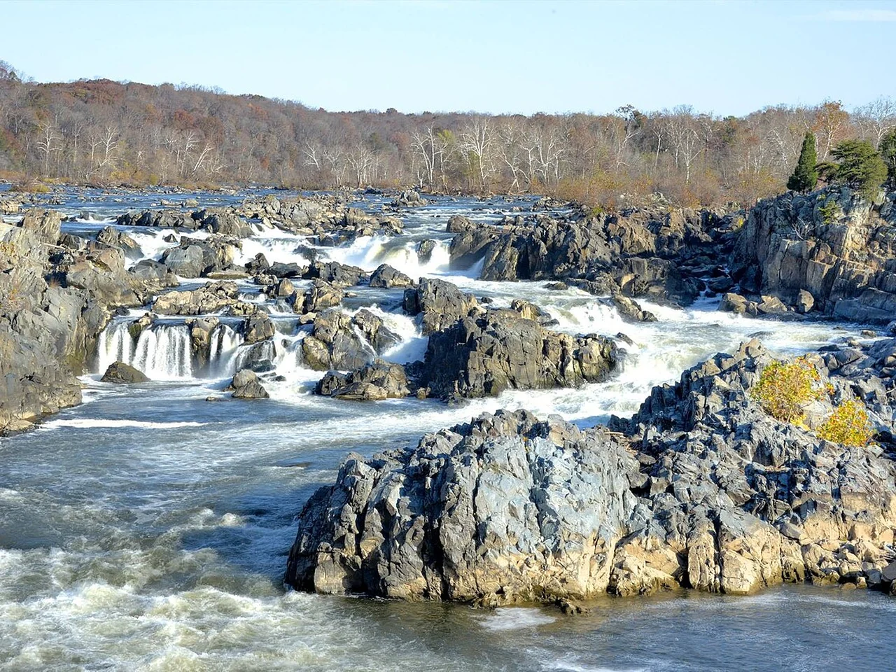 Late-autumn view of the Great Falls of the Potomac