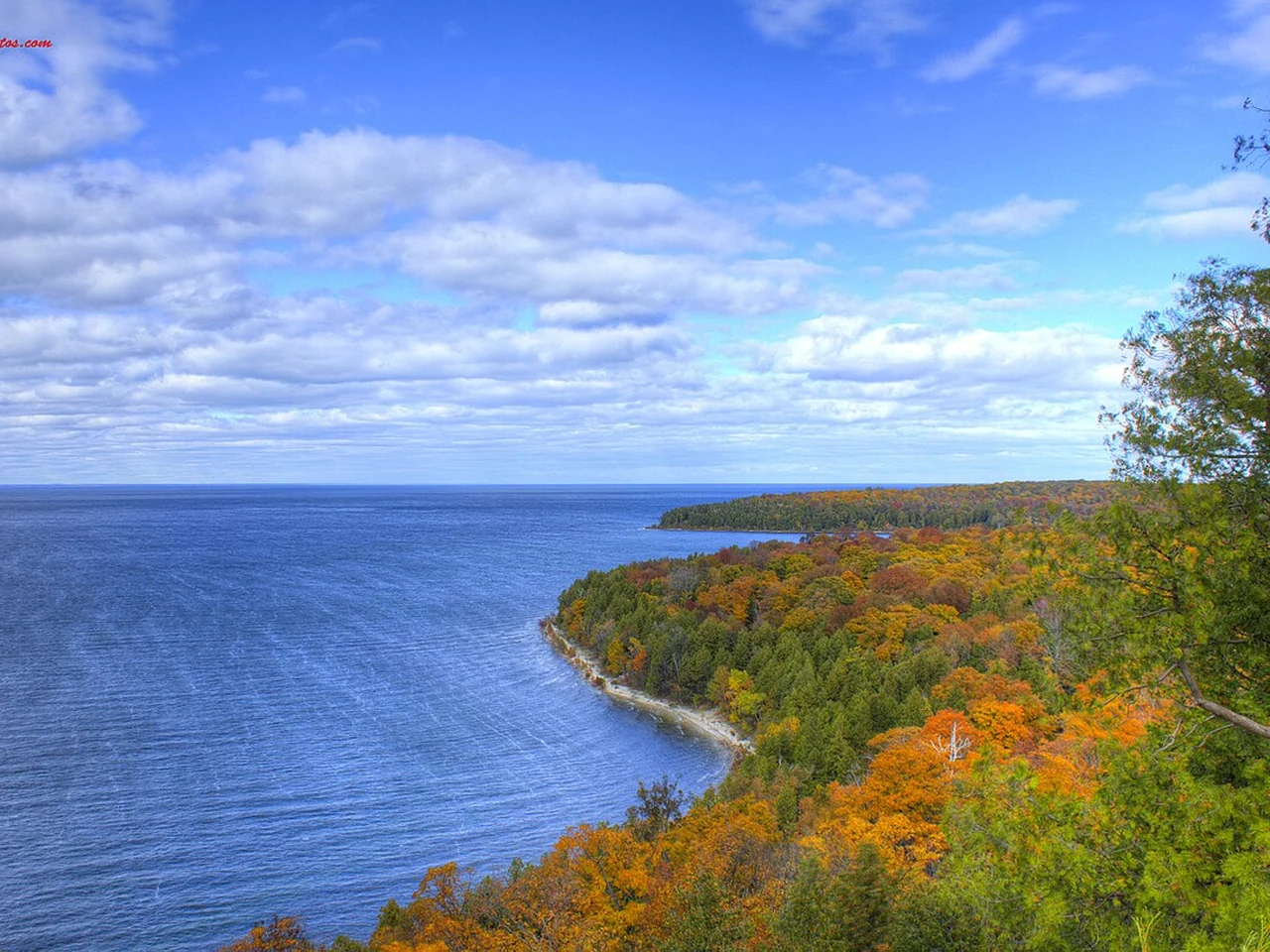 Autumn shoreline seen from Peninsula State Park